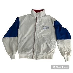 VINTAGE Akron Vulcans NFL Jacket Men Large White Blue Sport Full Zip Collectible